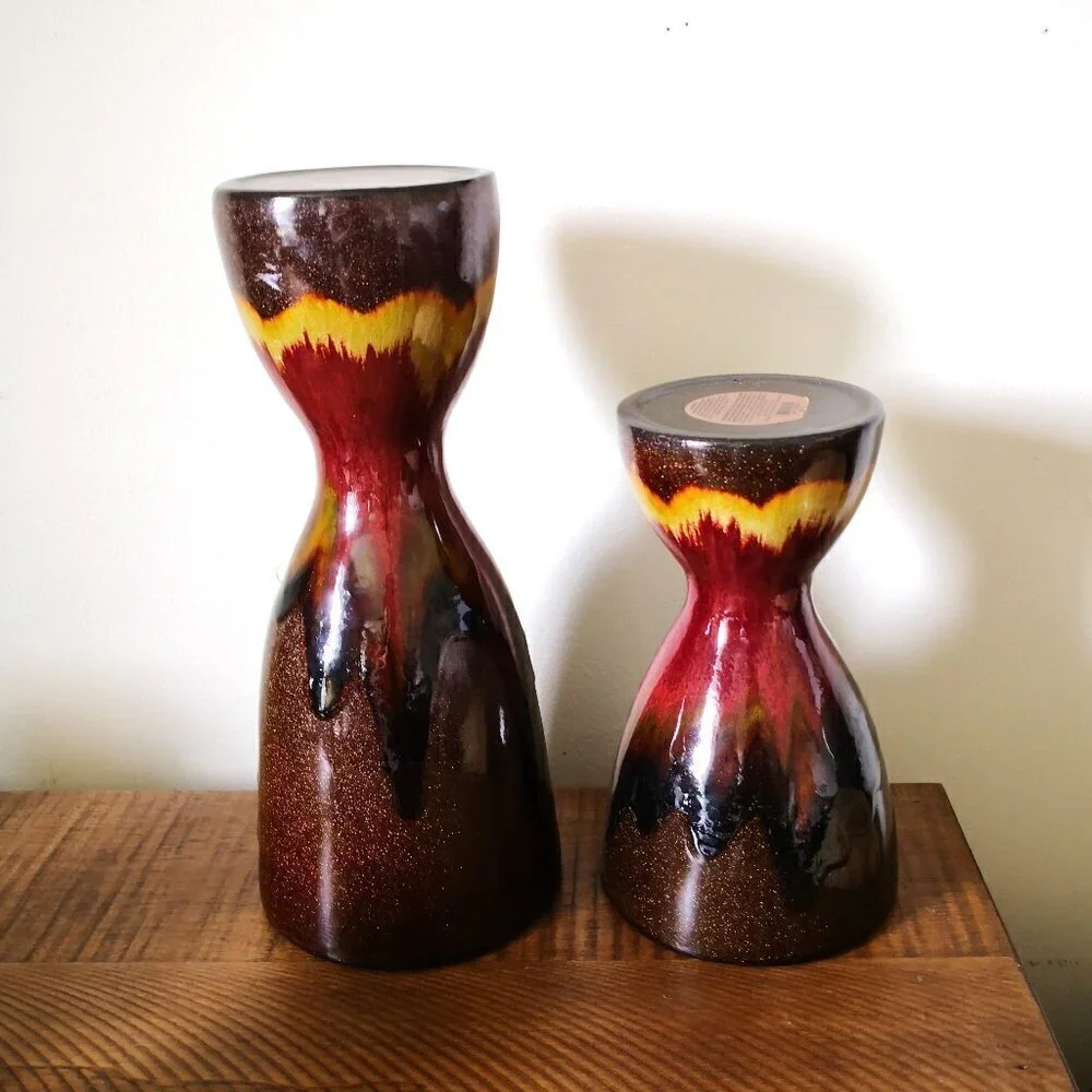 Pier 1 Ceramic‎ Pillar Candle Holder Set of 2